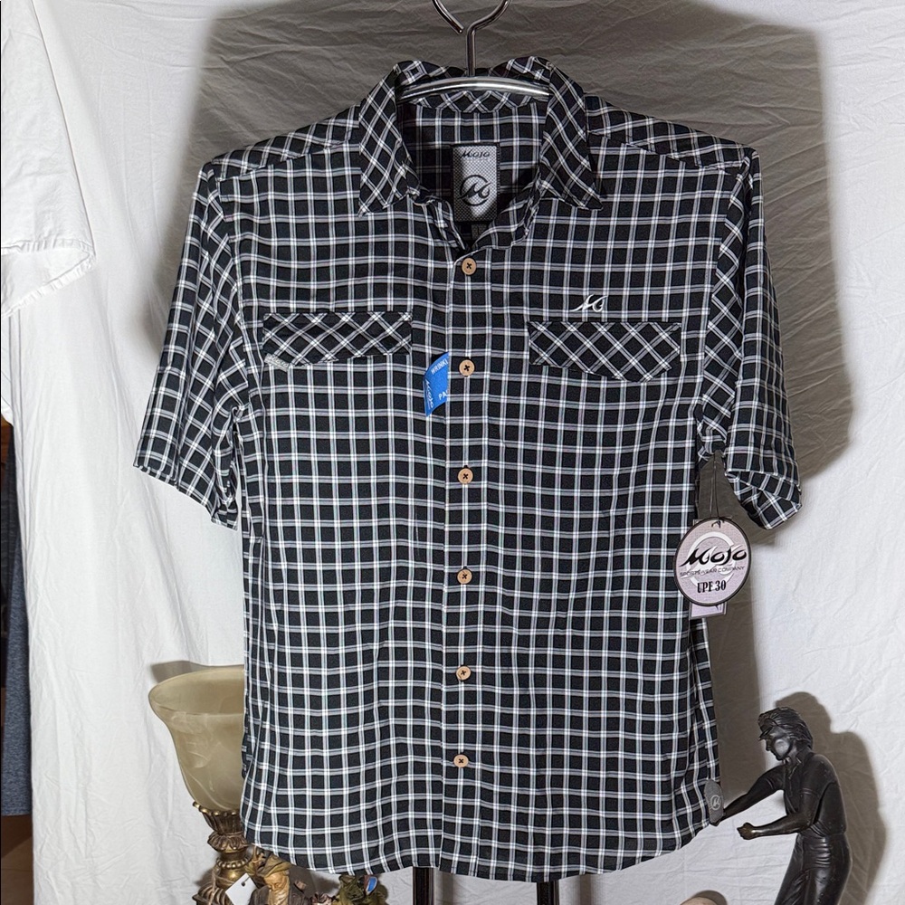 Mojo Black & White Plaid Short-Sleeve Button-Down Shirt